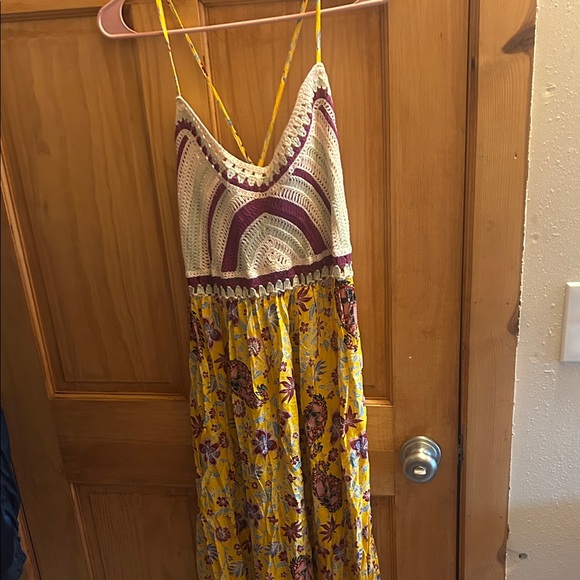 Chic Yellow and Purple Floral Maxi Dress - Picture 1 of 8